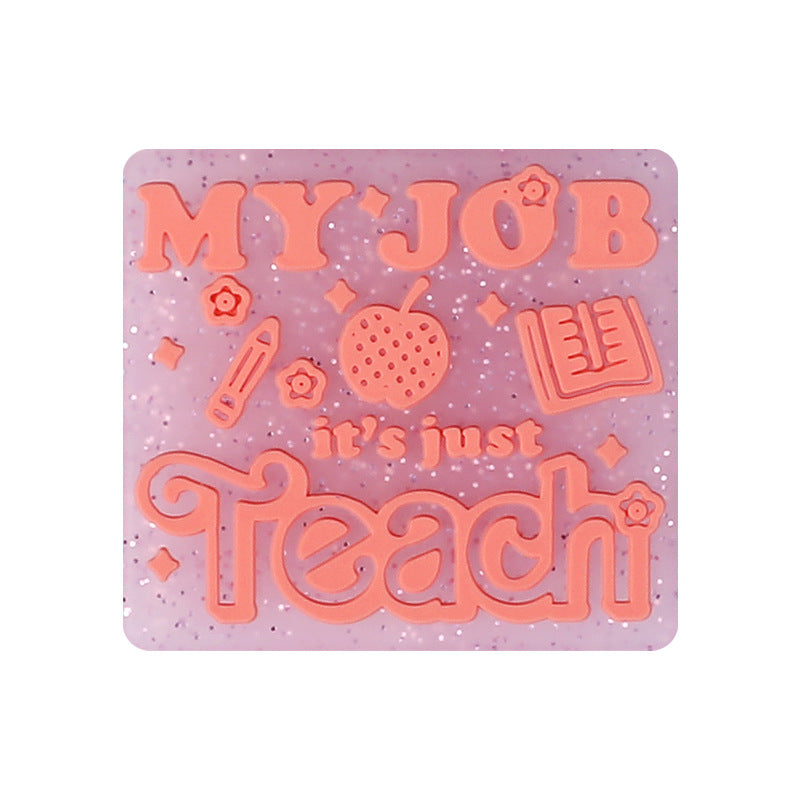 Wholesale 20pcs cartoon letter silicone beads glitter loose beads diy mobile phone chain key chain material beaded pen jewelry